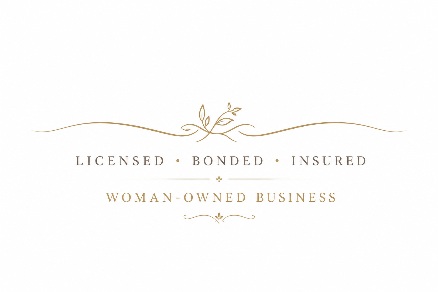 Licensed, bonded, insured woman-owned business badge